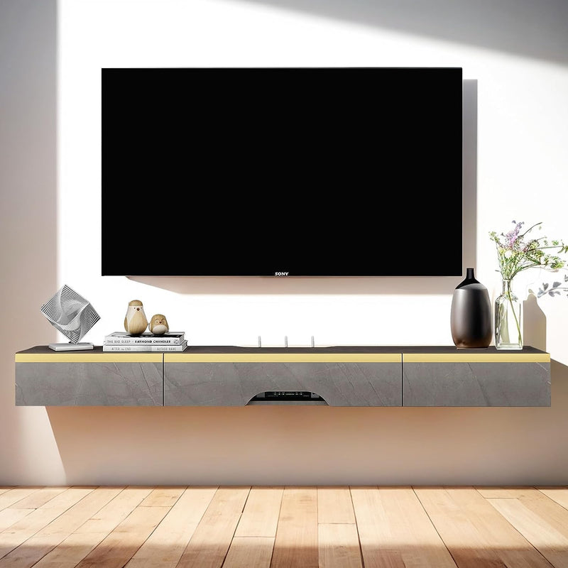Floating TV Unit Wall Mounted Cabinet Shelves