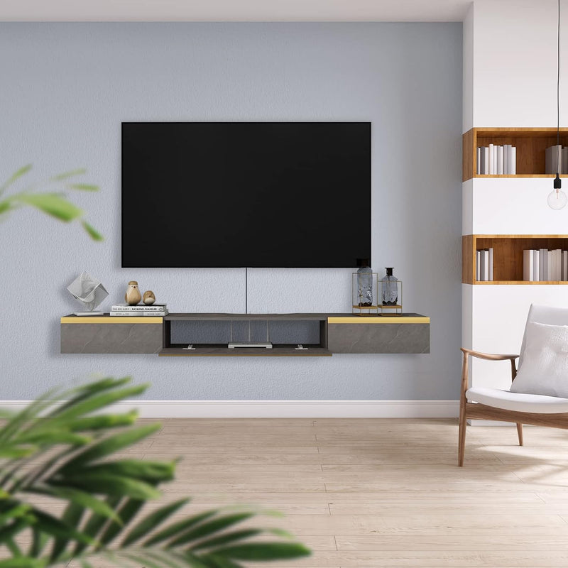 Floating TV Unit Wall Mounted Cabinet Shelves