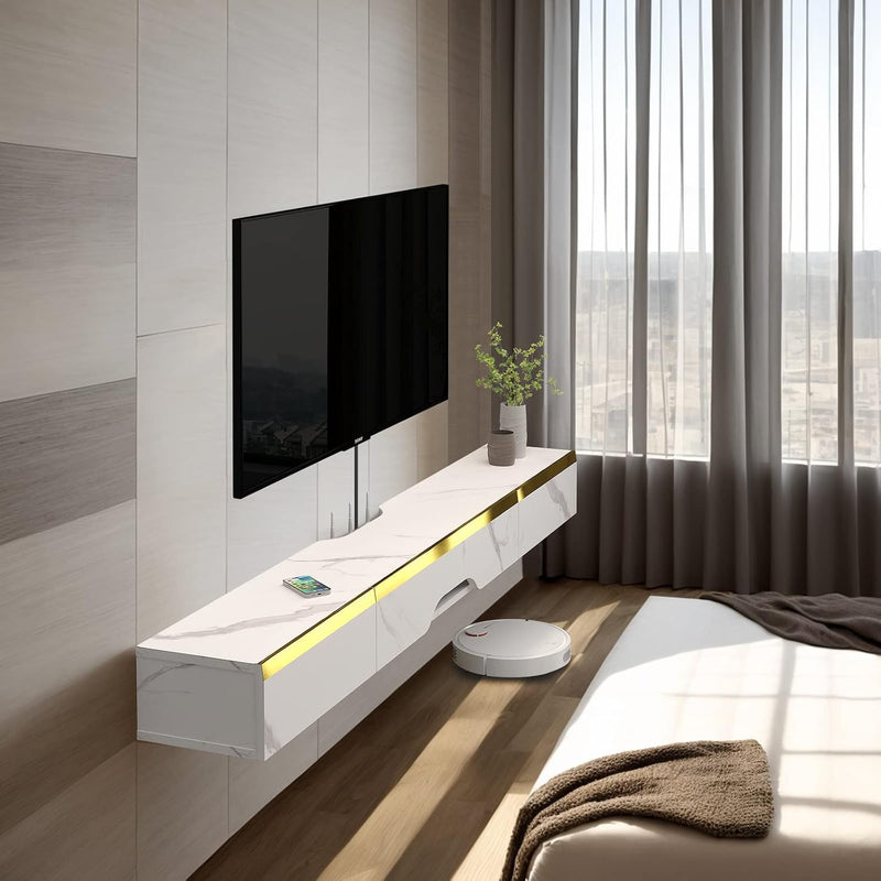 Floating TV Unit Wall Mounted Cabinet Shelves