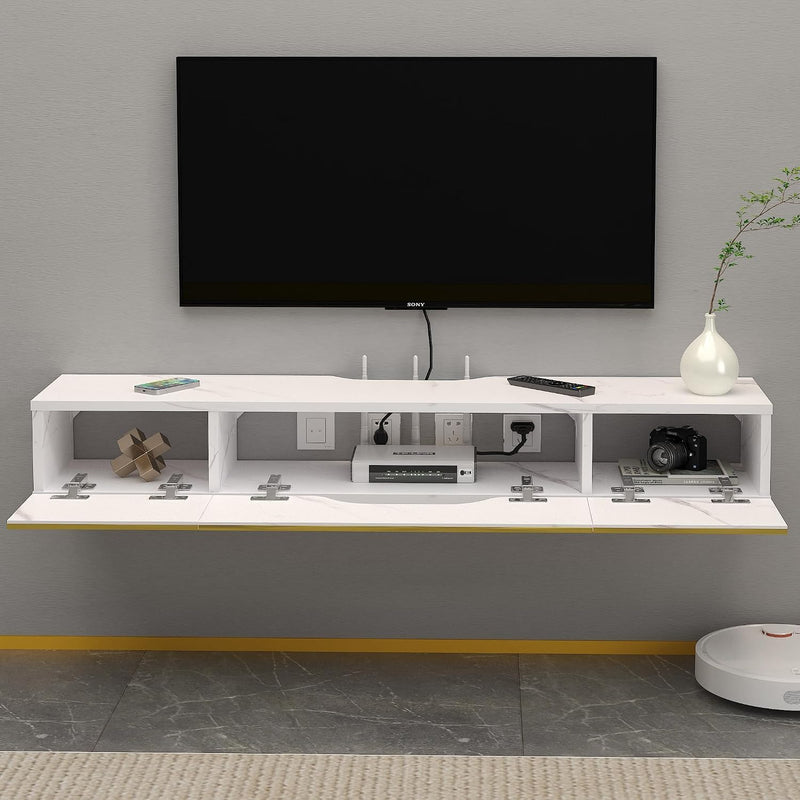 Floating TV Unit Wall Mounted Cabinet Shelves