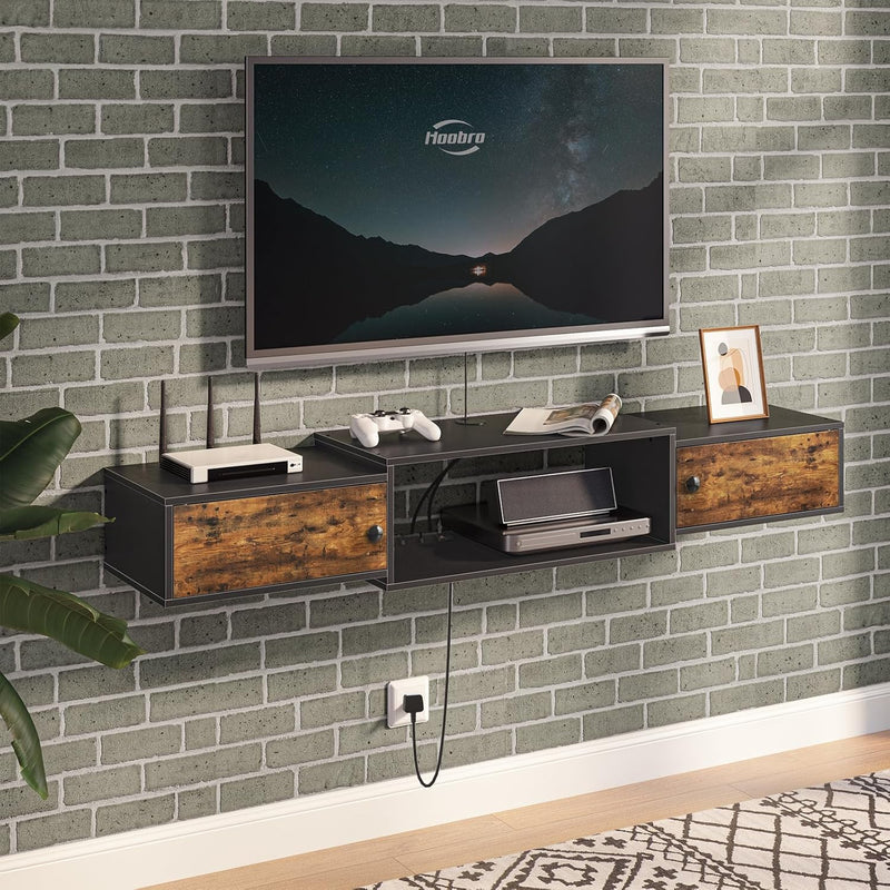 Floating TV Unit Wall Mounted Cabinet with Power