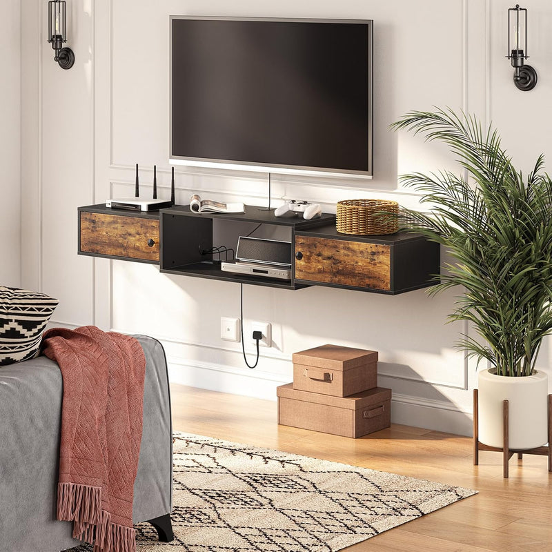 Floating TV Unit Wall Mounted Cabinet with Power