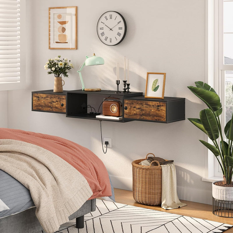 Floating TV Unit Wall Mounted Cabinet with Power