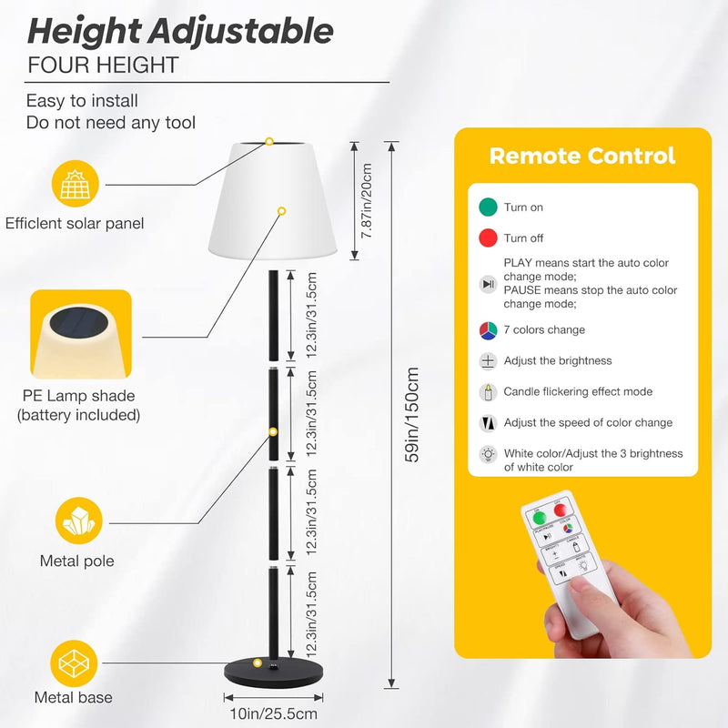 Floor Lamp Outdoor Lamps for Patio Waterproof Rechargeable