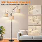 Floor Lamp 3 Lights Arc Lamps for Living