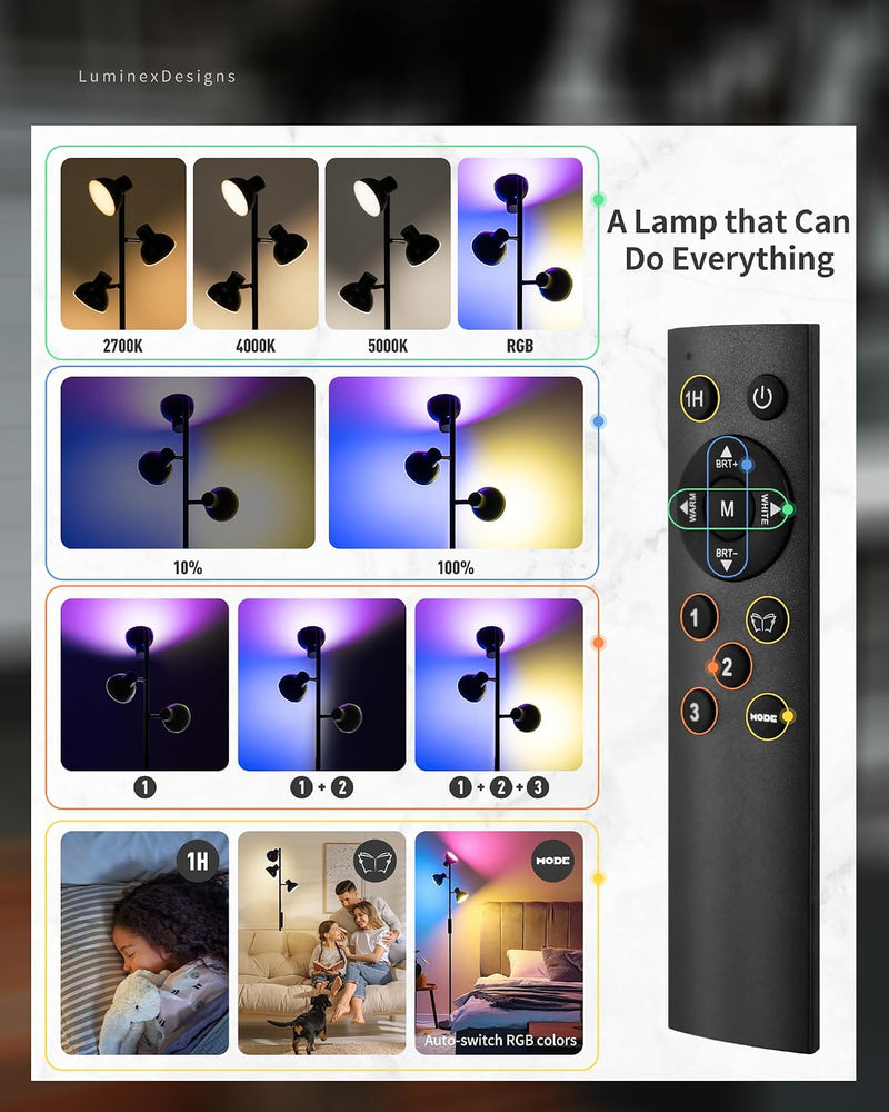 Floor Lamp Living Room 36W LED Dimmable
