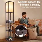 Shelf Floor Lamp with Drawer 2 USB-C Ports
