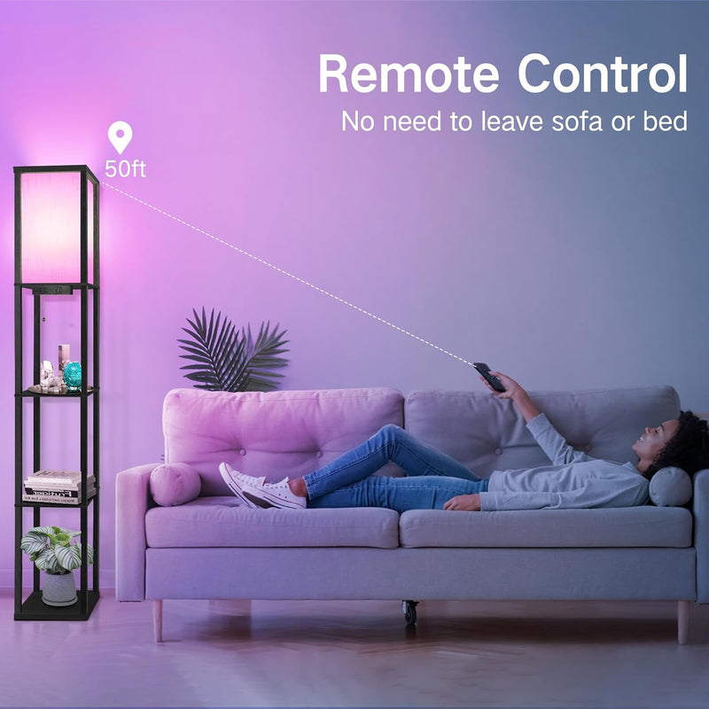 Shelf Floor Lamp with Drawer 2 USB-C Ports