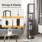 Shelf Floor Lamp with Drawer 2 USB-C Ports