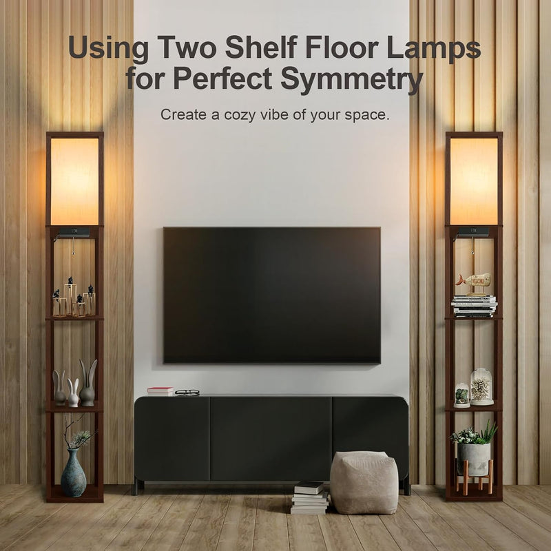 Shelf Floor Lamp with Drawer 2 USB-C Ports