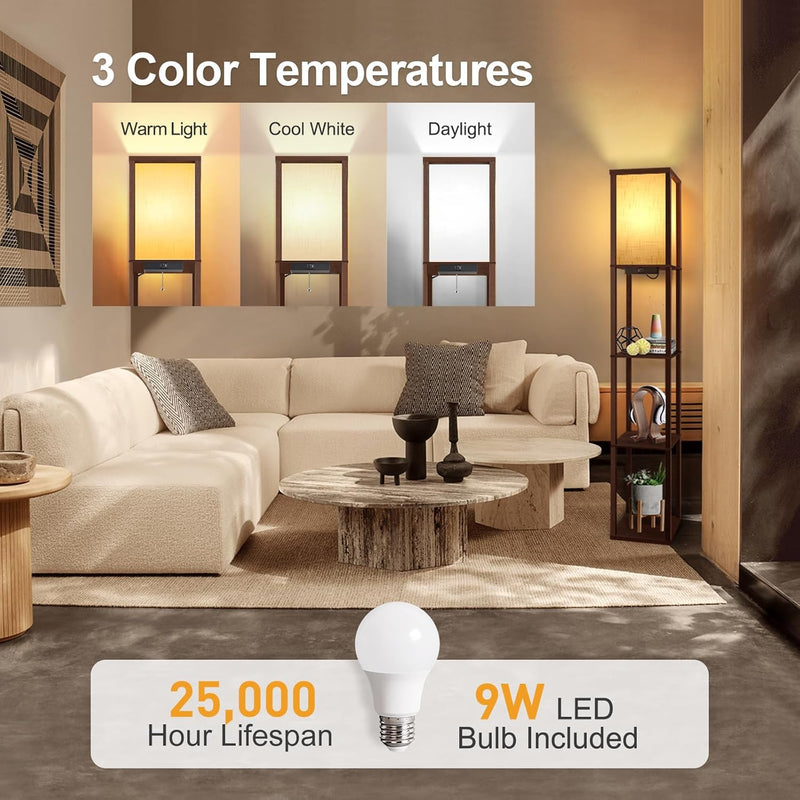 Shelf Floor Lamp with Drawer 2 USB-C Ports