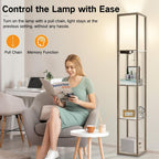Shelf Floor Lamp with Drawer 2 USB-C Ports