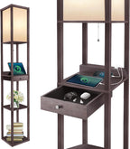 Shelf Floor Lamp with Drawer 2 USB-C Ports