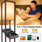Shelf Floor Lamp with Drawer 2 USB-C Ports
