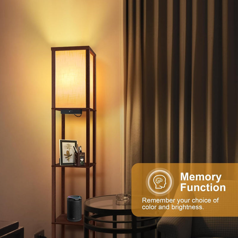 Shelf Floor Lamp with Drawer 2 USB-C Ports