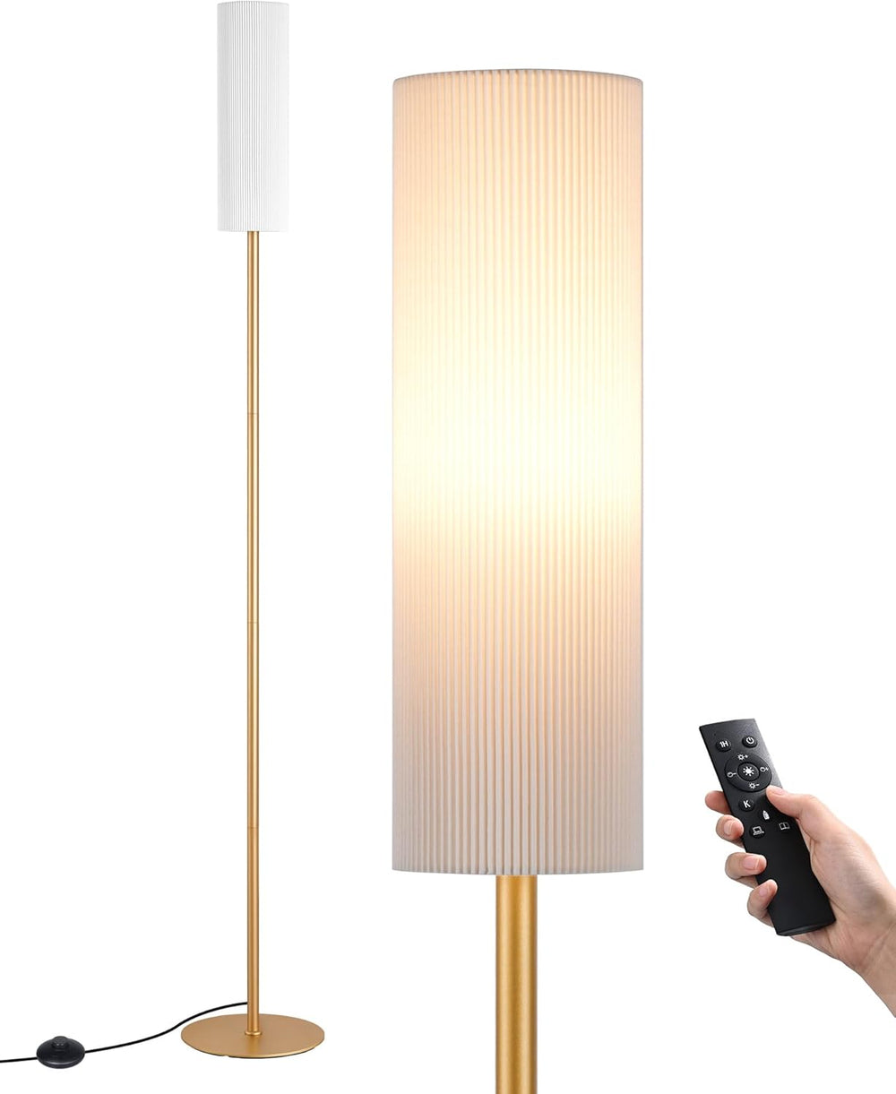 Floor Lamp Standing with Wrinkled Linen Lampshade Lamps