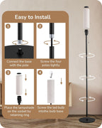 Floor Lamp Standing with Wrinkled Linen Lampshade Lamps