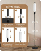 Floor Lamp Standing with Wrinkled Linen Lampshade Lamps