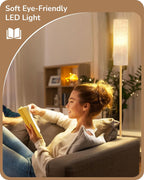 Floor Lamp Standing with Wrinkled Linen Lampshade Lamps