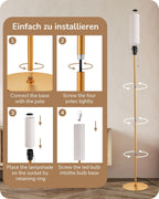 Floor Lamp Standing with Wrinkled Linen Lampshade Lamps