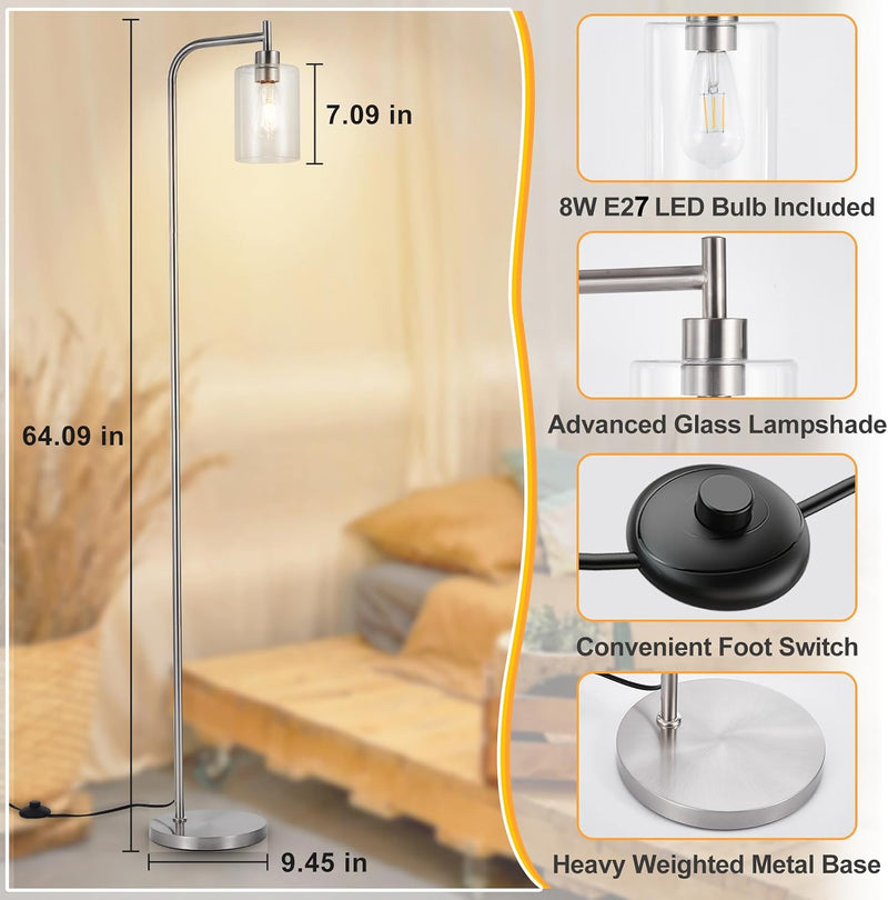 Floor Lamp Tall for Room: Nickel Standing