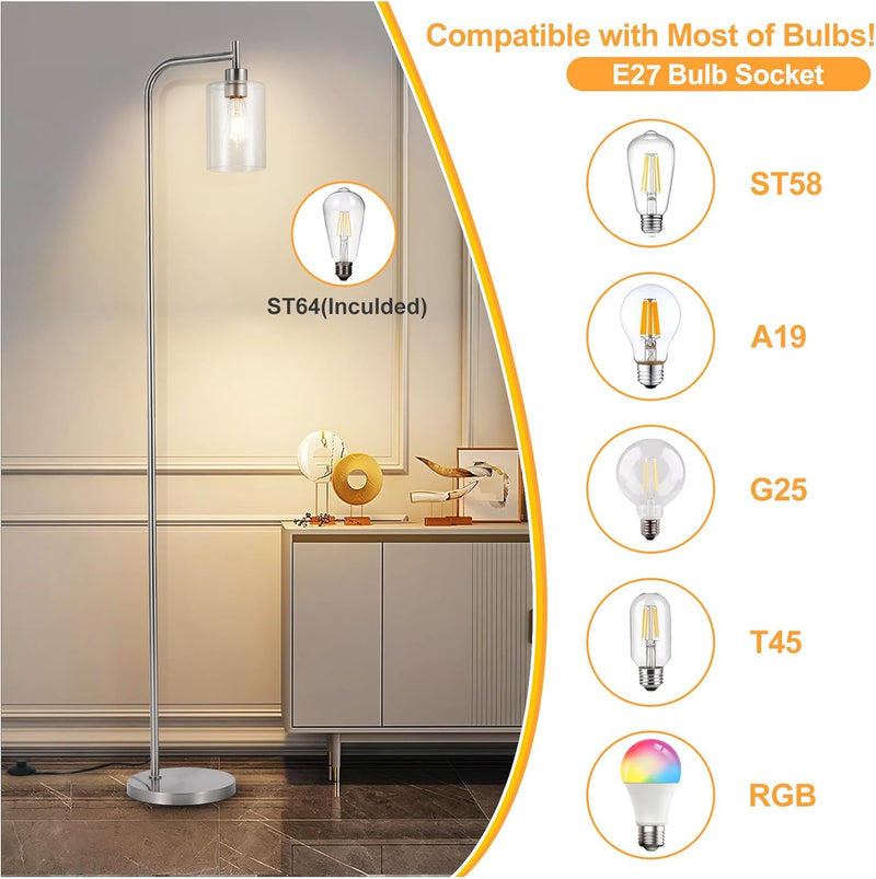 Floor Lamp Tall for Room: Nickel Standing