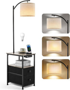 Floor Lamp with 2 Drawers Nightstand USB Type-C