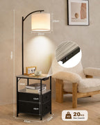 Floor Lamp with 2 Drawers Nightstand USB Type-C