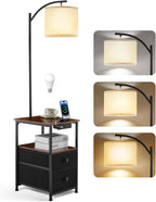 Floor Lamp with 2 Drawers Nightstand USB Type-C