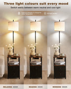 Floor Lamp with 2 Drawers Nightstand USB Type-C