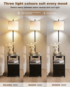 Floor Lamp with 2 Drawers Nightstand USB Type-C