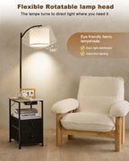 Floor Lamp with 2 Drawers Nightstand USB Type-C