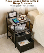 Floor Lamp with 2 Drawers Nightstand USB Type-C