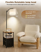Floor Lamp with 2 Drawers Nightstand USB Type-C