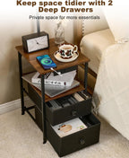 Floor Lamp with 2 Drawers Nightstand USB Type-C