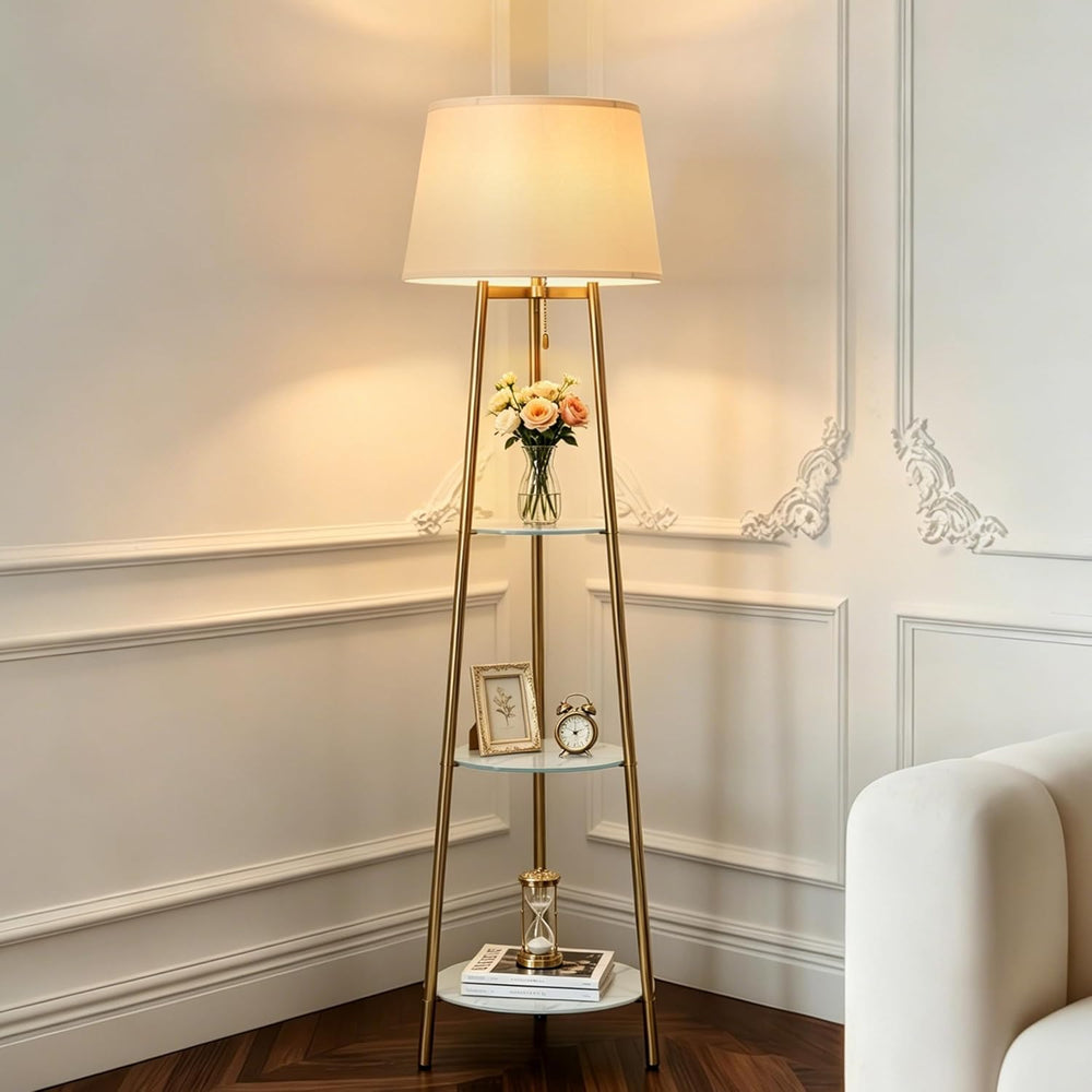 Floor Lamp with 3-Tier Shelves 150CM 3 Changeable