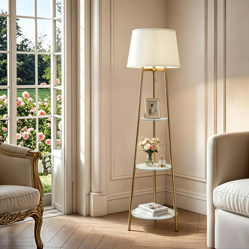 Floor Lamp with 3-Tier Shelves 150CM 3 Changeable