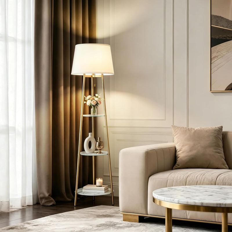 Floor Lamp with 3-Tier Shelves 150CM 3 Changeable