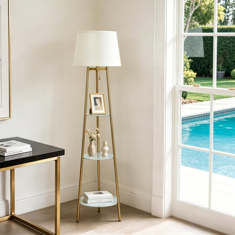 Floor Lamp with 3-Tier Shelves 150CM 3 Changeable
