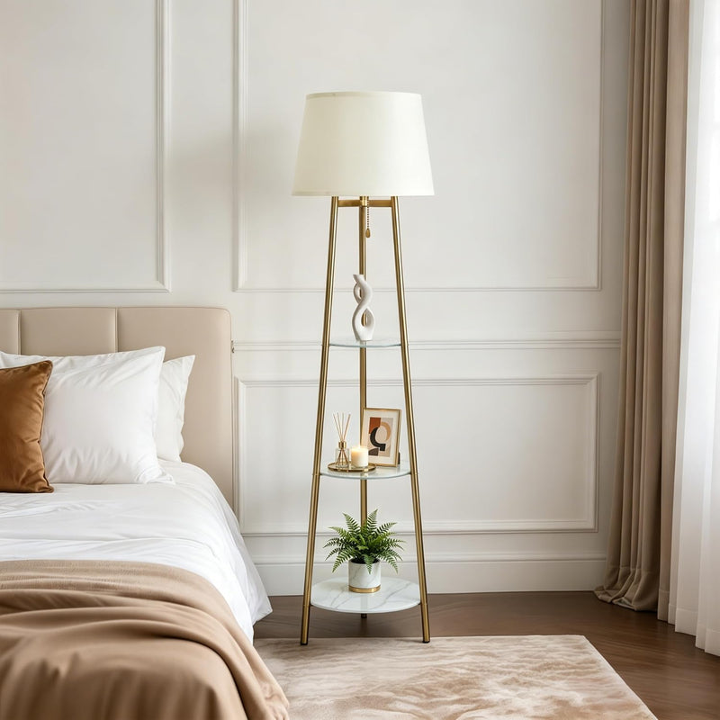 Floor Lamp with 3-Tier Shelves 150CM 3 Changeable