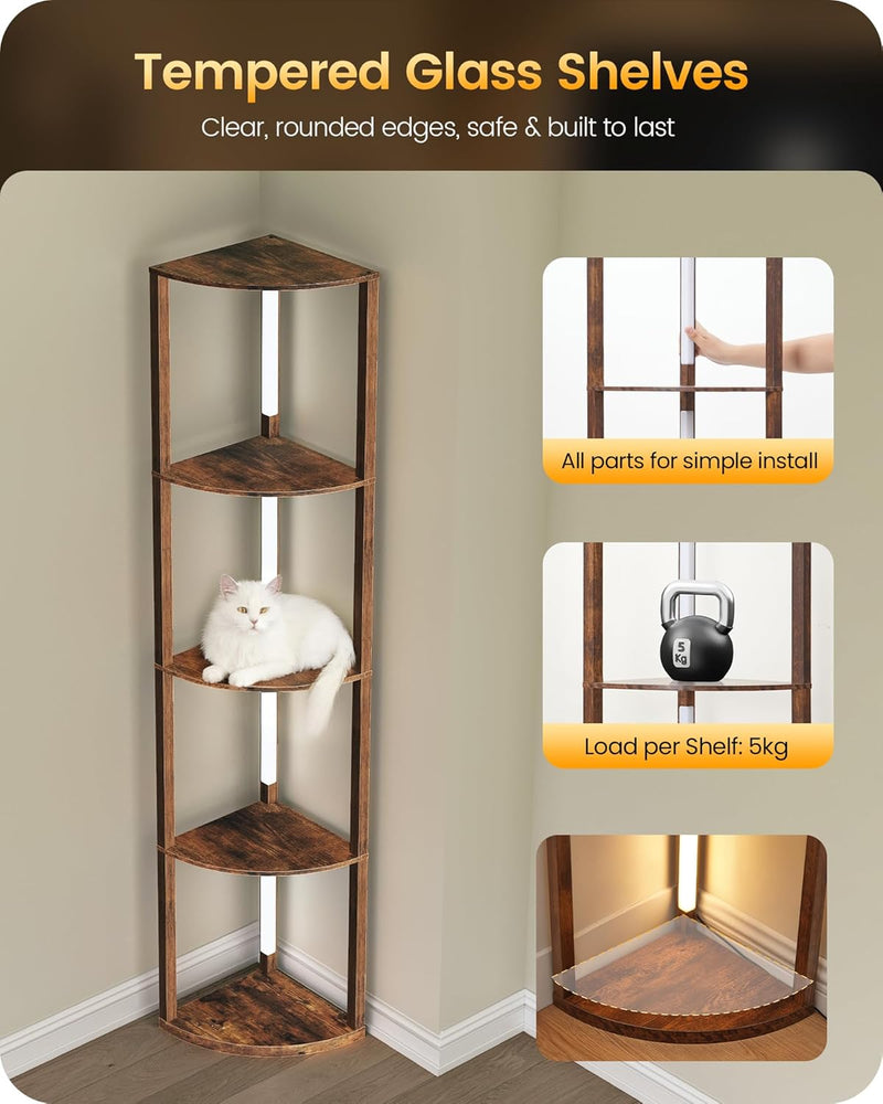 Floor Lamp with Shelves 4 Tier Wooden Standing