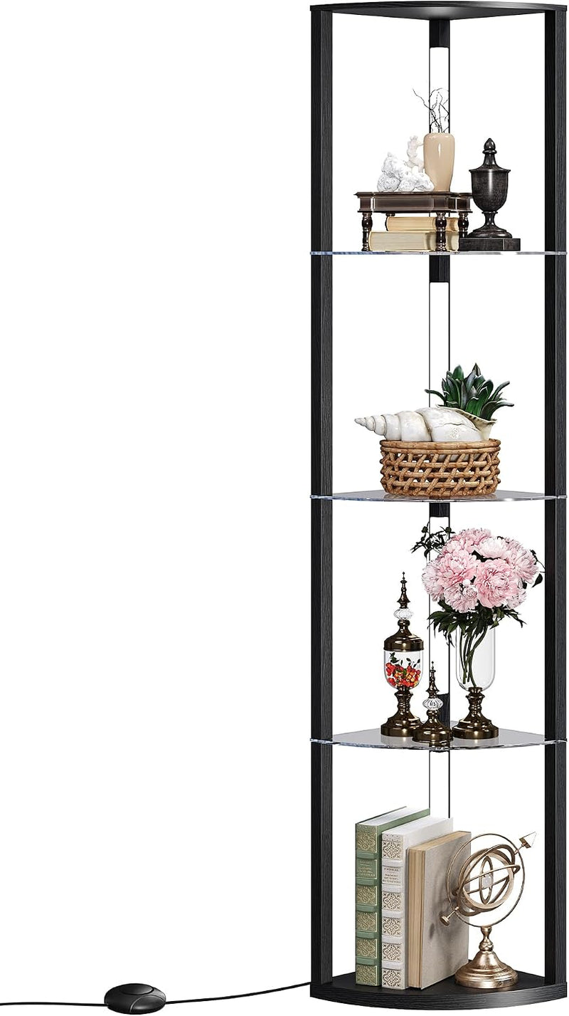 Floor Lamp with Shelves 4 Tier Wooden Standing