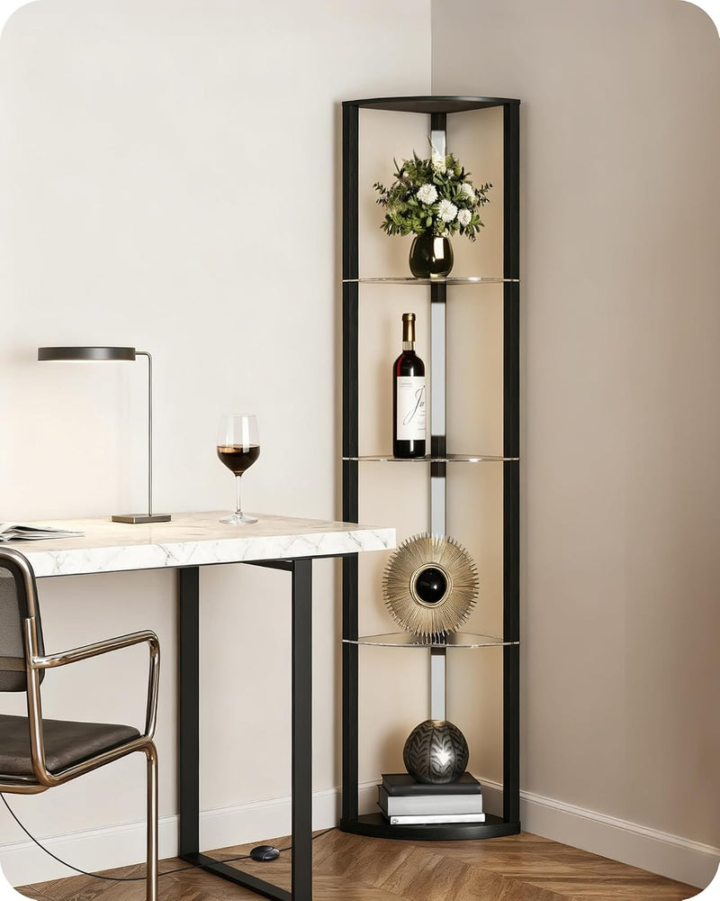 Floor Lamp with Shelves 4 Tier Wooden Standing