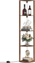 Floor Lamp with Shelves 4 Tier Wooden Standing