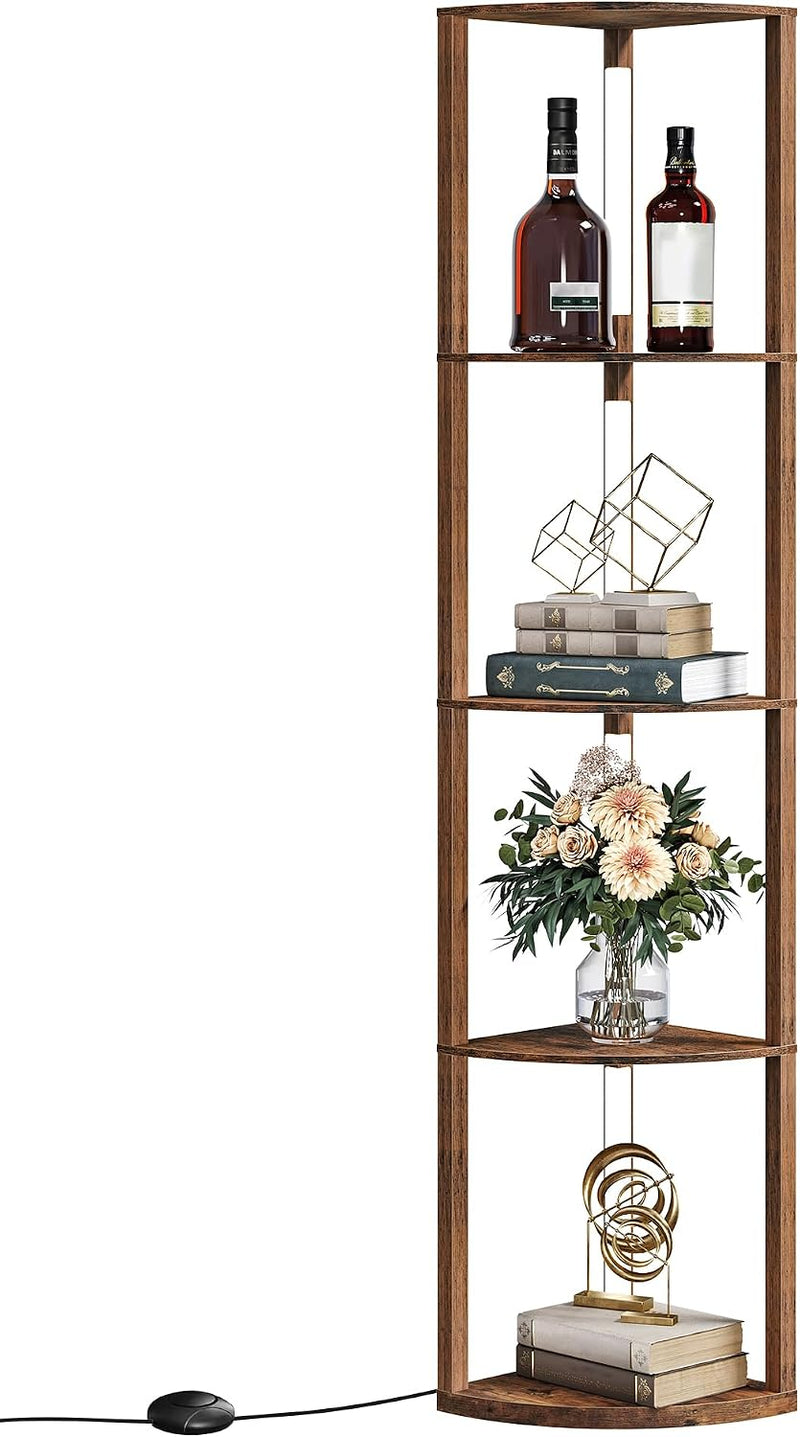 Floor Lamp with Shelves 4 Tier Wooden Standing