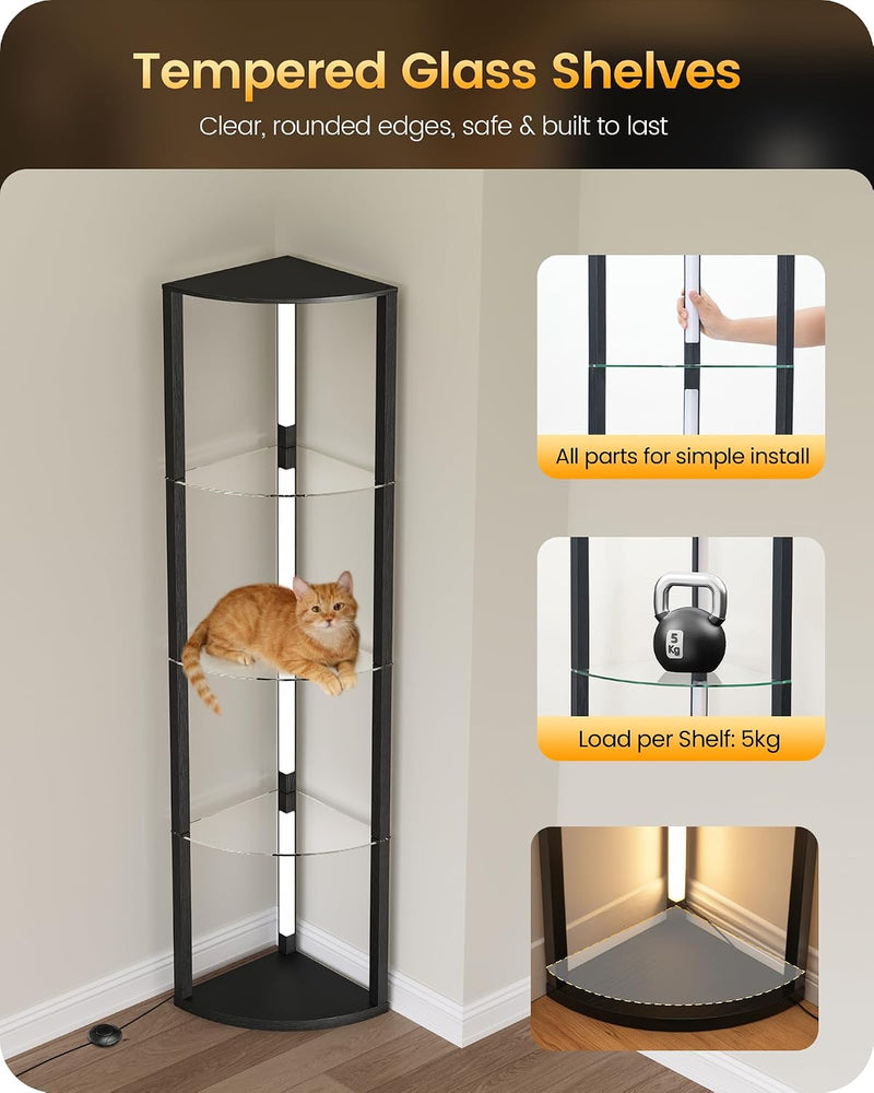Floor Lamp with Shelves 4 Tier Wooden Standing