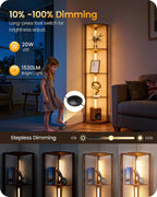 Floor Lamp with Shelves 4 Tier Wooden Standing