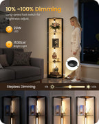 Floor Lamp with Shelves 4 Tier Wooden Standing