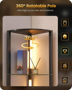 Floor Lamp with Shelves 4 Tier Wooden Standing