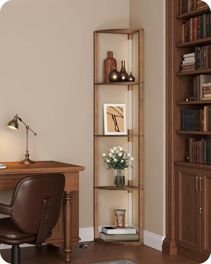 Floor Lamp with Shelves 4 Tier Wooden Standing
